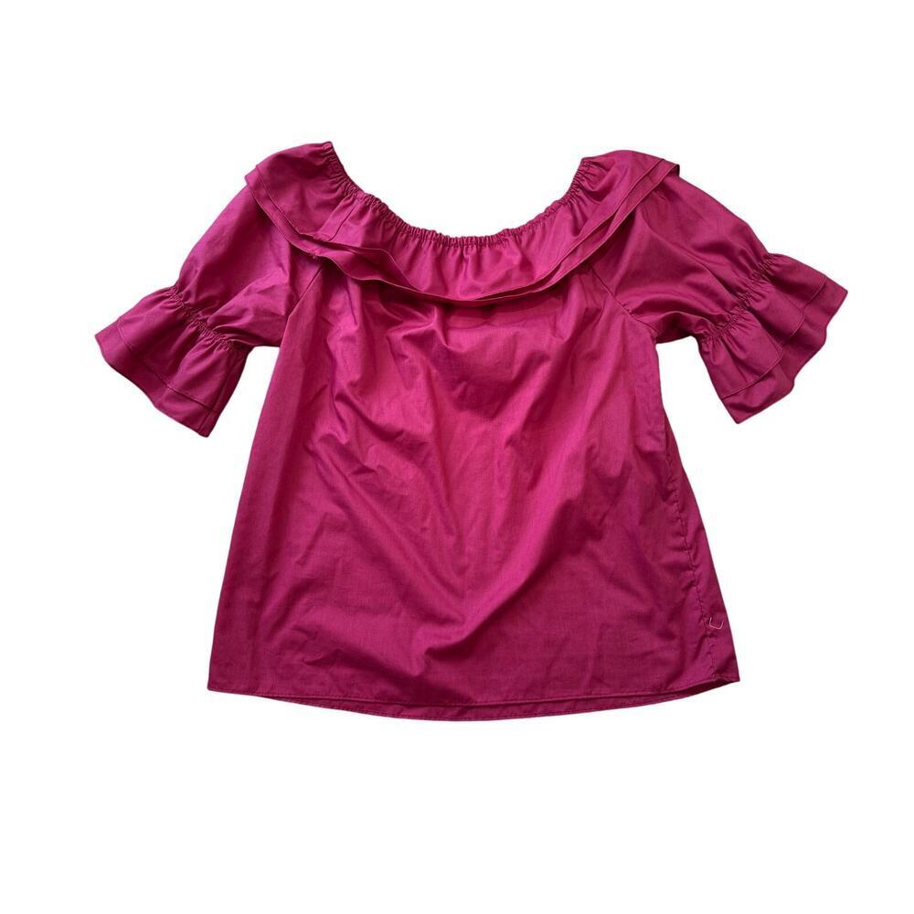 MALCO MODES womens Blouse/Shirt, size LG, hot pink, puffy sleeves, off shoulder